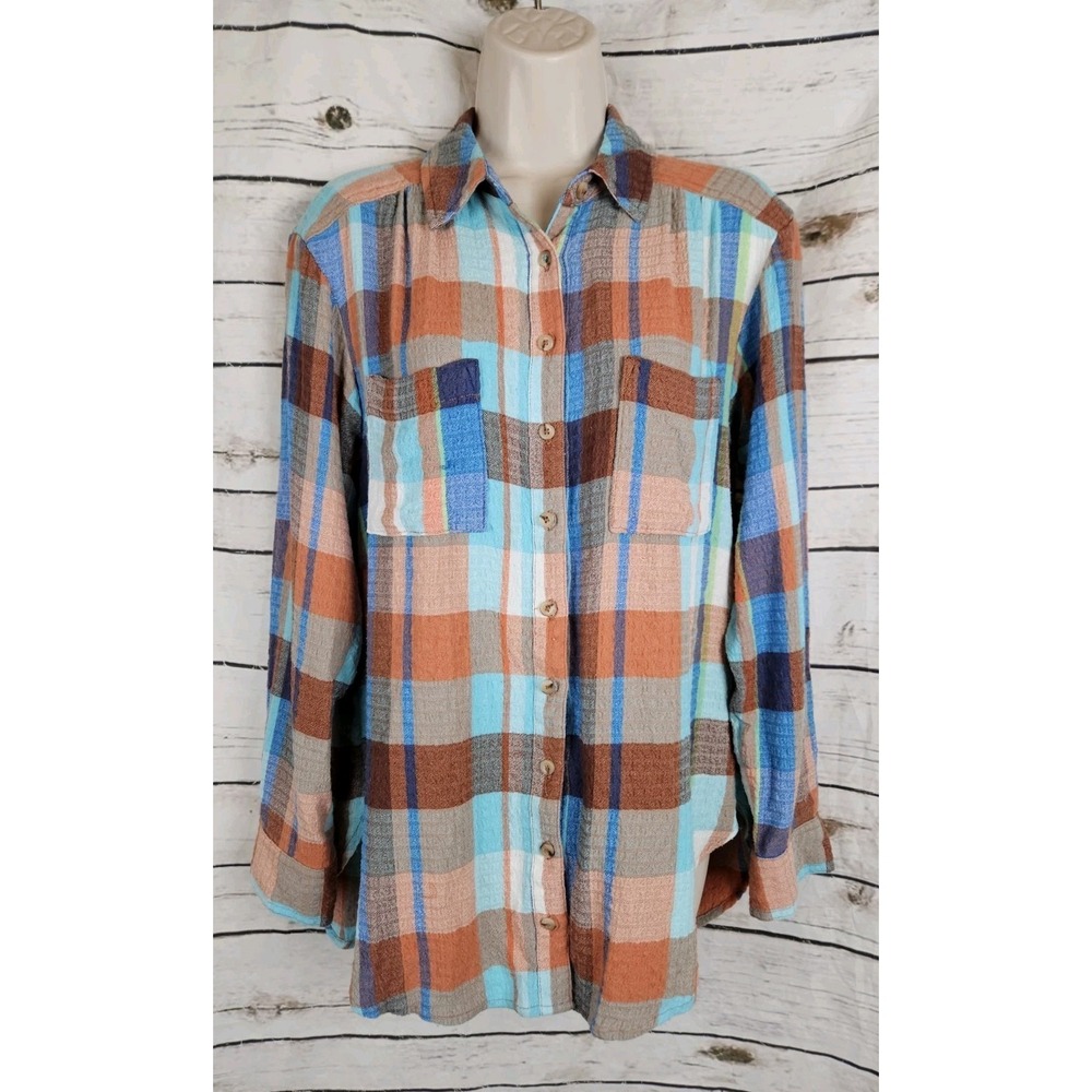 Anthropologie Pilcro Plaid Flannel Button Up Top S Long Sleeves